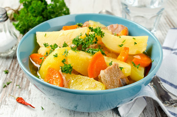 Meat stew with potatoes and carrots