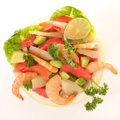 grapefruit salad with avocado and shrimp
