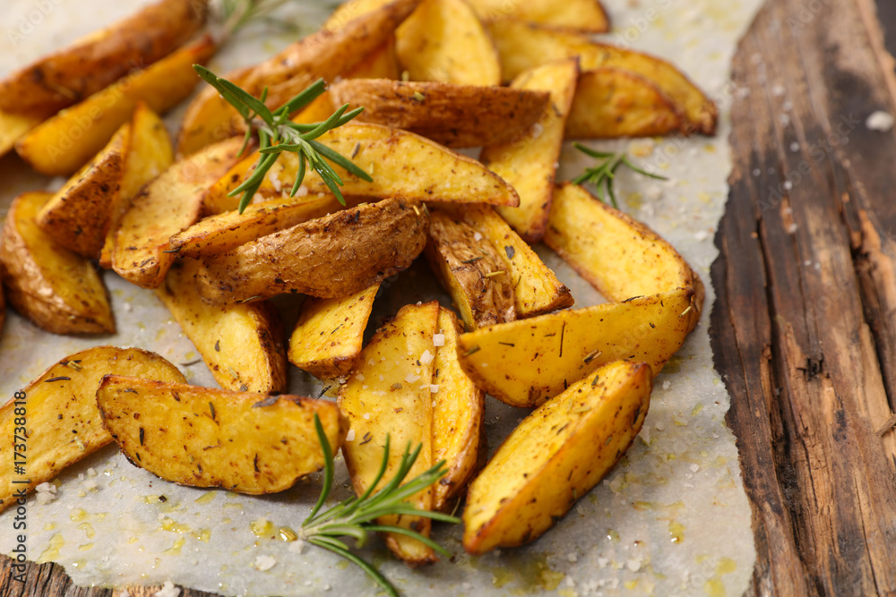 Wall mural homemade french fries with curcuma