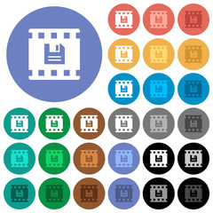 Save movie round flat multi colored icons