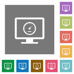 Computer benchmark square flat icons