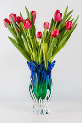 Bouquet of dozen red tulips