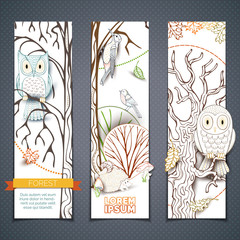Vector set of forest vertical banners.