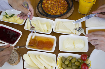 two men at breakfast made with fresh products