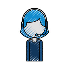 portrait of customer support operator call center worker with headset