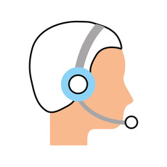 profile man operator of customer service with headset work