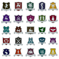 coat of arms flat icon set