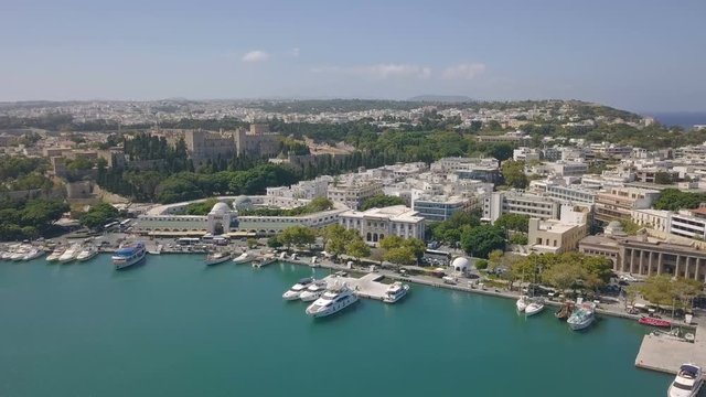 Cityscape of Rhodes, Greece. Aerial view from drone