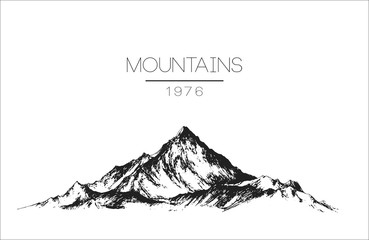 hand drawn vintage vector logo with mountains