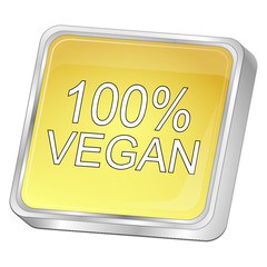 100% Vegan Button - 3D illustration