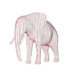 Abstract striped elephant. Isolated on white background.Vector outline illustration.