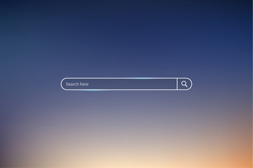 Fototapeta na wymiar Search bar vector illustration on background of sky , simple search box field ui element