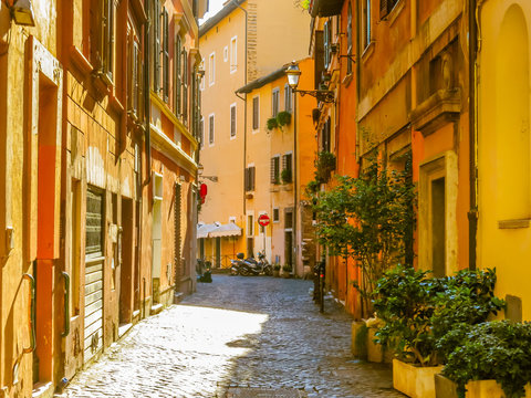 Small street in the Trastevere. Rome, Italy