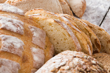 Bakery concept. Plenty of sliced white bread background