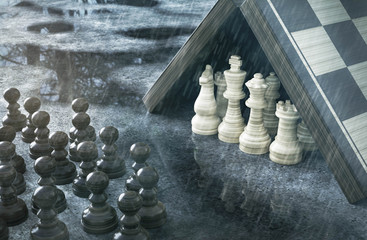 Schach im Regen