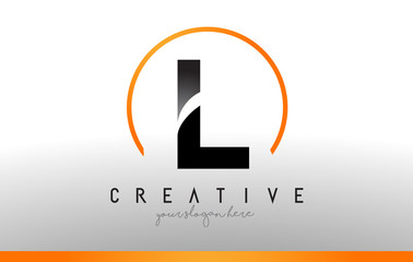 L Letter Logo Design with Black Orange Color. Cool Modern Icon Template.