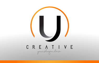 U Letter Logo Design with Black Orange Color. Cool Modern Icon Template.
