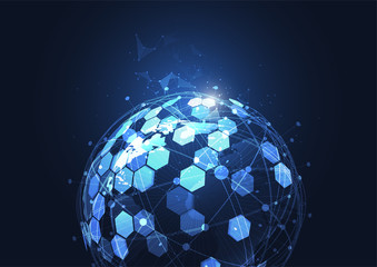 Global network connection. World map point and line composition concept of global business. Vector Illustration