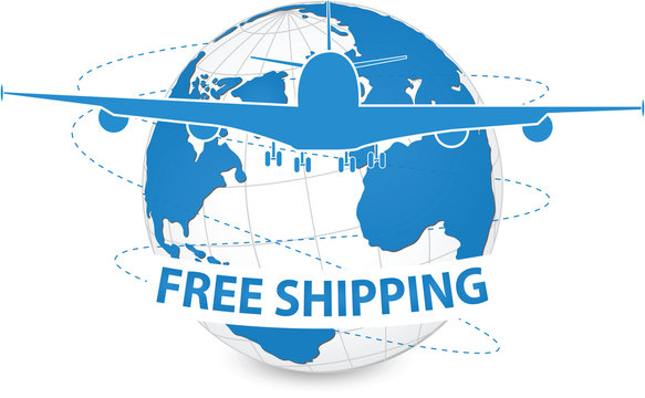 Airplane, Air Craft Shipping Around the World for Free Shipping Concept, Vector Illustration EPS 10.