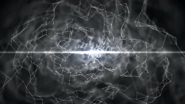 A shining star in the middle of a gray information cloud.seamless loop.