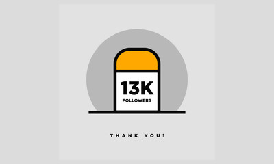 Milestone 13000 Followers! (Vector Design Template For Social Networks Thanking a Large Number of Subscribers or Likes)