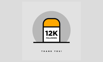 Milestone 12000 Followers! (Vector Design Template For Social Networks Thanking a Large Number of Subscribers or Likes)