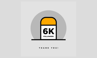 Milestone 6000 Followers! (Vector Design Template For Social Networks Thanking a Large Number of Subscribers or Likes)