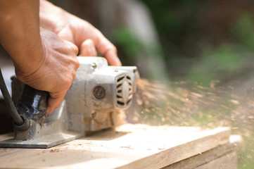 Hands of technicians and polishing machines