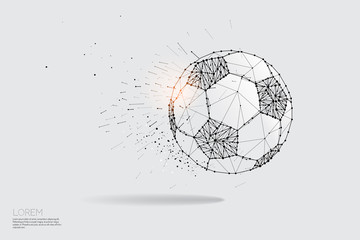 The particles line and dot of ball moving.