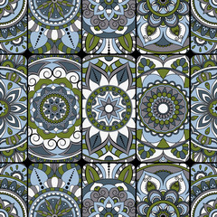 Seamless pattern tile with mandalas. Vintage decorative elements. Hand drawn background. Islam, Arabic, Indian, ottoman motifs. Perfect for printing on fabric or paper.