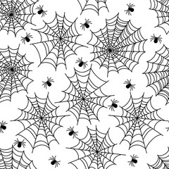 Obraz premium Halloween party decoration spider web seamless pattern