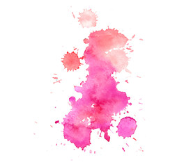 Colorful abstract watercolor texture stain with splashes and spatters. Modern creative watercolor background for trendy design.