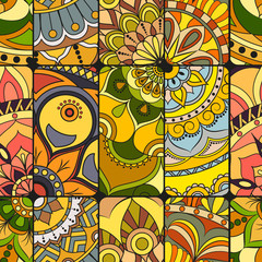 Seamless pattern tile with mandalas. Vintage decorative elements. Hand drawn background. Islam, Arabic, Indian, ottoman motifs. Perfect for printing on fabric or paper.