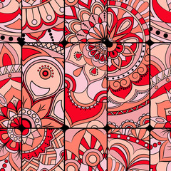 Seamless pattern tile with mandalas. Vintage decorative elements. Hand drawn background. Islam, Arabic, Indian, ottoman motifs. Perfect for printing on fabric or paper.