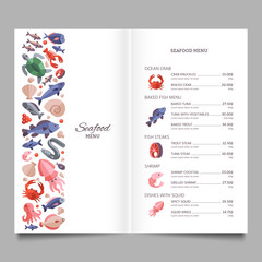 Naklejka premium Seafood restaurant vector menu template