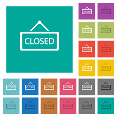 Closed sign square flat multi colored icons