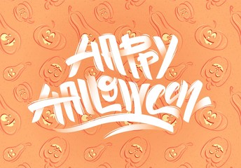 Happy halloween text. Happy Halloween modern brush calligraphy.  Vector illustration