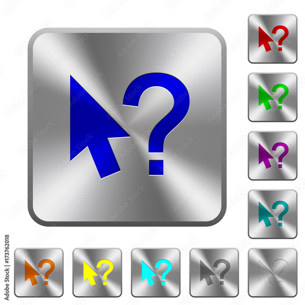 Poster help cursor rounded square steel buttons