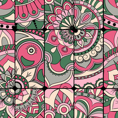 Seamless pattern tile with mandalas. Vintage decorative elements. Hand drawn background. Islam, Arabic, Indian, ottoman motifs. Perfect for printing on fabric or paper.