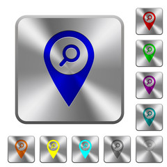 Find GPS map location rounded square steel buttons
