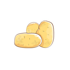 vector funny cartoon cute brown potatoes set isolated on white background.