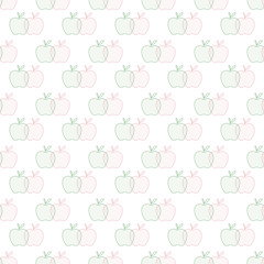 seamless green & red apple pattern on white background