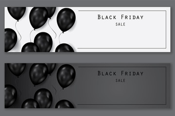 Black friday sale deals - horizontal vector balloons banner ( shopping , promotion ) - 173764224