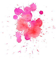 Colorful abstract watercolor texture stain with splashes and spatters. Modern creative watercolor background for trendy design.