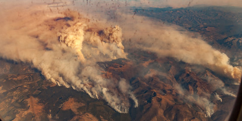 wildfire smoke plumes from above