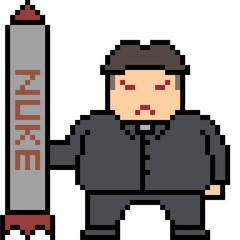 vector pixel art man hold nuke