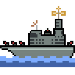 vector pixel art warship