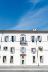 White building facade in Gorgonzola, Lombardy, Italy