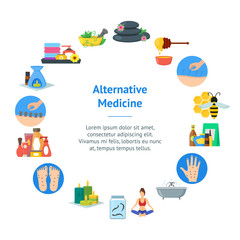 Cartoon Alternative Medicine Banner Card Circle . Vector