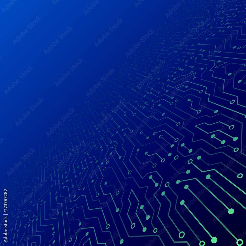 Aufkleber abstract 3d blue circuit board. high-tech technology abstract background. futuristic vector illustra